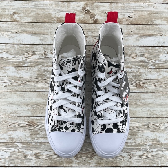 Women’s Disney Mickey Mouse High-Top Lace-Up Sneakers Shoes Size 10 - Picture 2 of 7